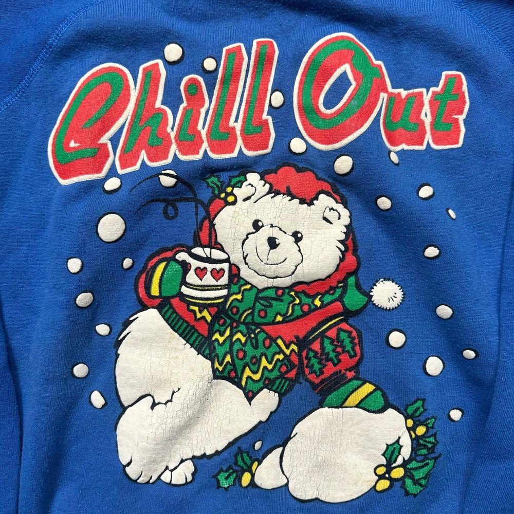 Winter Bear 1991 Christmas Holiday Vintage Blue Crewneck - Picture 5 of 6
